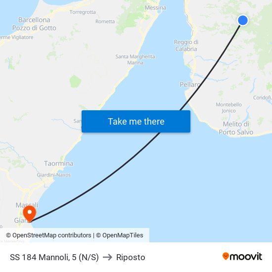 SS 184  Mannoli, 5 (N/S) to Riposto map