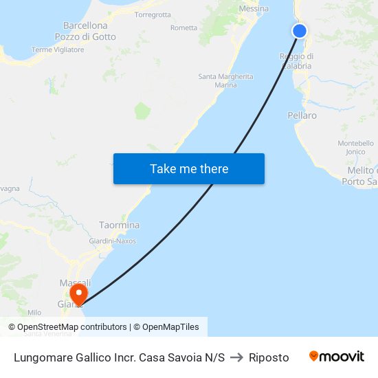 Lungomare Gallico  Incr. Casa Savoia N/S to Riposto map