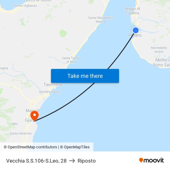 Vecchia S.S.106-S.Leo, 28 to Riposto map