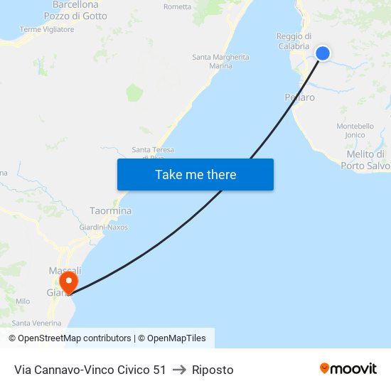 Via Cannavo-Vinco  Civico 51 to Riposto map