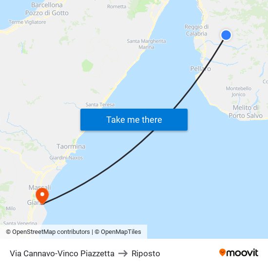 Via Cannavo-Vinco  Piazzetta to Riposto map