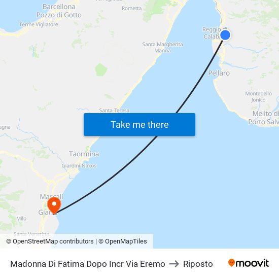 Madonna Di Fatima  Dopo Incr Via Eremo to Riposto map