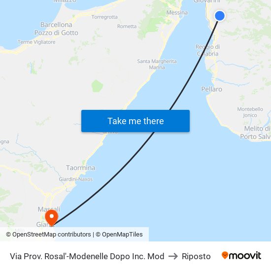 Via Prov. Rosal'-Modenelle Dopo Inc. Mod to Riposto map