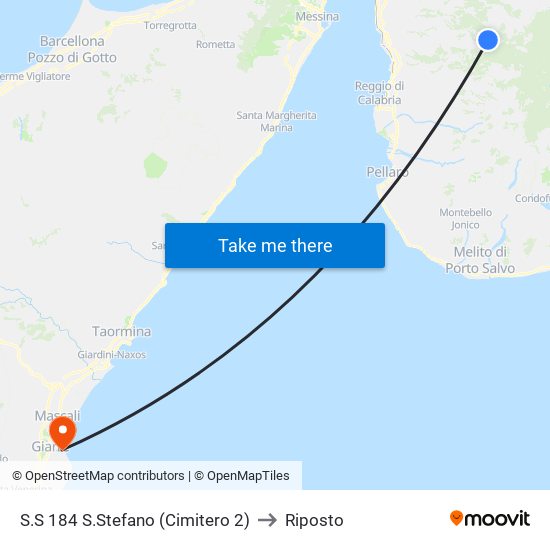 S.S 184  S.Stefano (Cimitero 2) to Riposto map