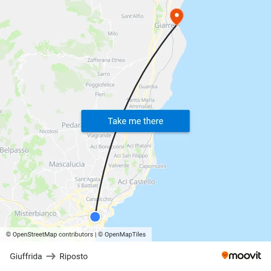 Giuffrida to Riposto map