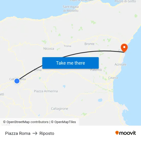 Roma Square to Riposto map