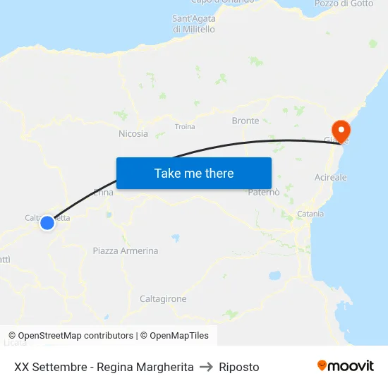 XX September - Regina Margherita to Riposto map