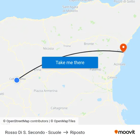 Rosso Di San Secondo - Schools to Riposto map