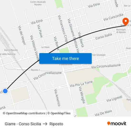 Giarre - Corso Sicilia to Riposto map