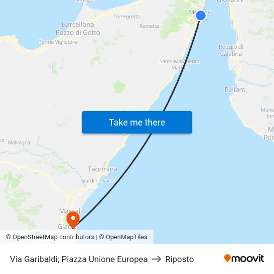 Via Garibaldi - European Union Square to Riposto map