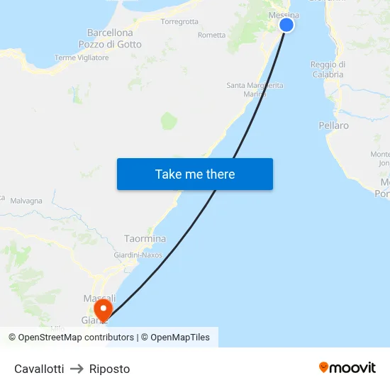 Cavallotti to Riposto map