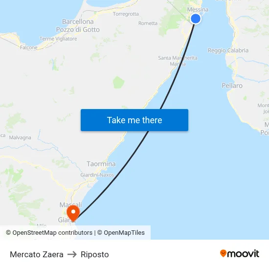 Zaera Market to Riposto map