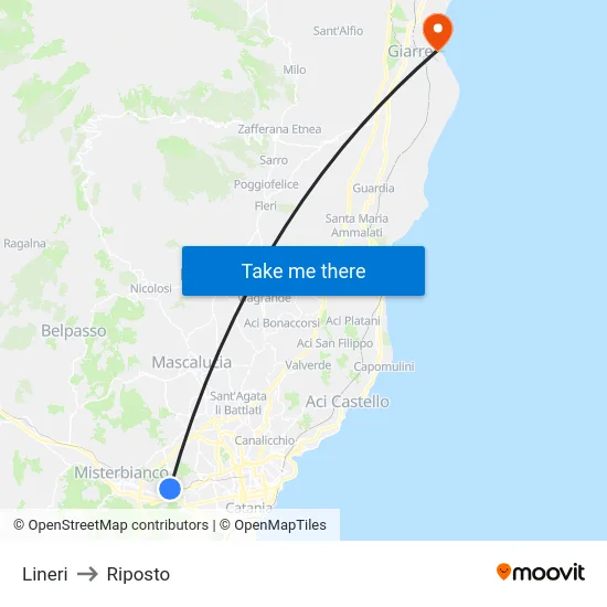 Lineri to Riposto map