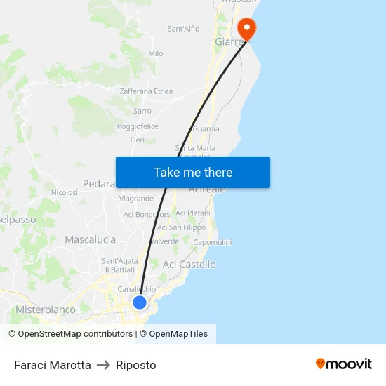 Faraci Marotta to Riposto map