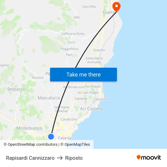 Rapisardi Cannizzaro to Riposto map