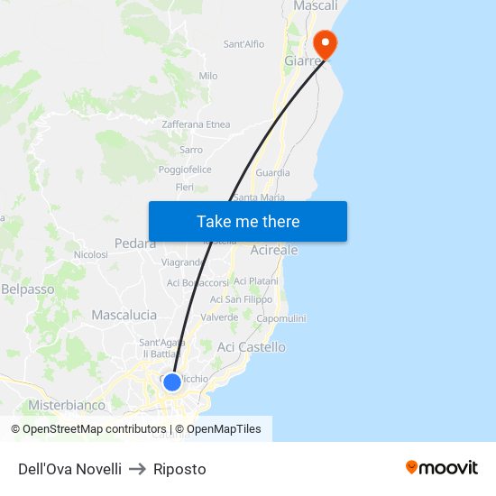 Dell'Ova Novelli to Riposto map
