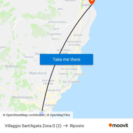 Villaggio Sant'Agata Zona D (2) to Riposto map