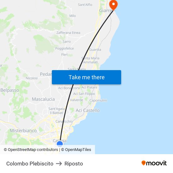 Colombo Plebiscito to Riposto map