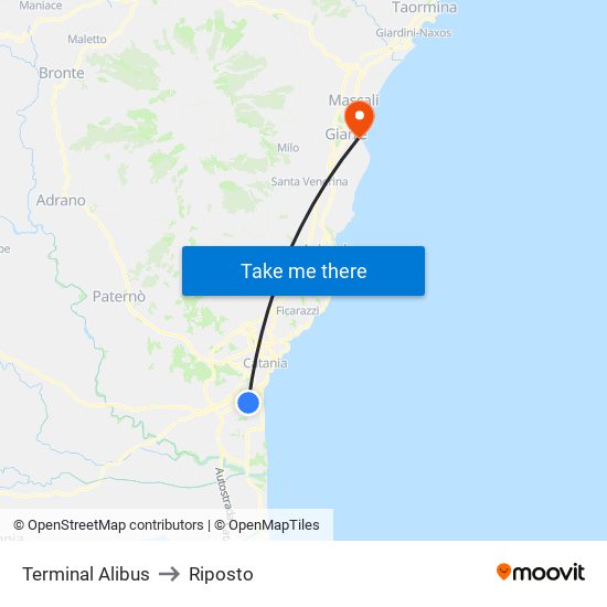 Terminal Alibus to Riposto map