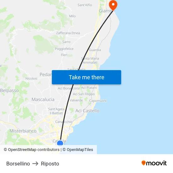 Borsellino to Riposto map