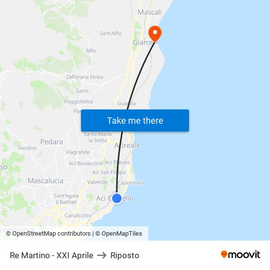 Re Martino - XXI Aprile to Riposto map