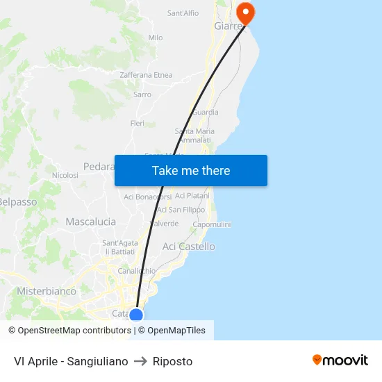 April 6th - Sangiuliano to Riposto map