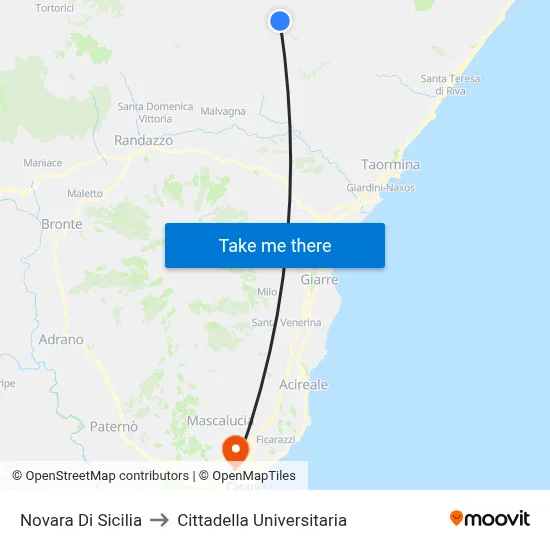 Novara Di Sicilia to University Campus map