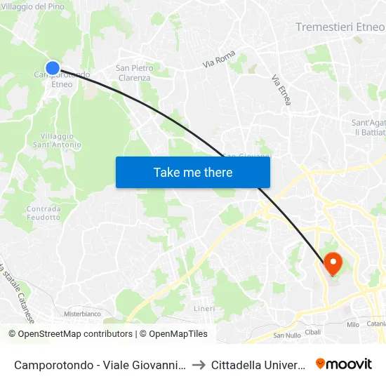 Camporotondo - Giovanni XXIII Avenue, 33 to University Campus map