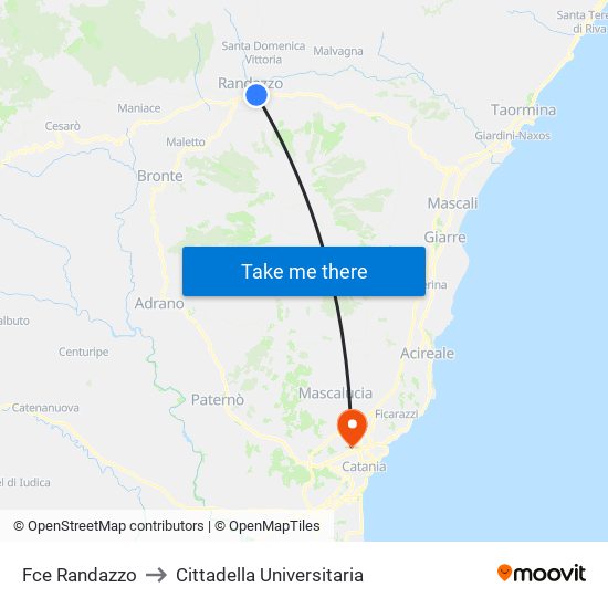 Fce Randazzo to Cittadella Universitaria map