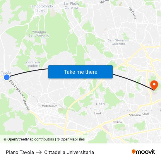 Piano Tavola to Cittadella Universitaria map