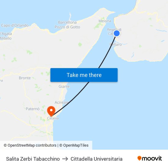 Salita Zerbi  Tabacchino to Cittadella Universitaria map