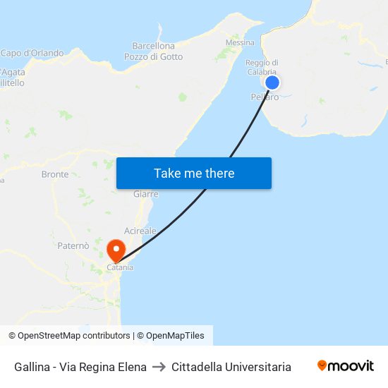 Gallina - Via Regina Elena to Cittadella Universitaria map
