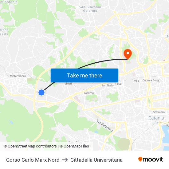 Corso Carlo Marx Nord to Cittadella Universitaria map