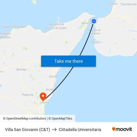 Villa San Giovanni (C&T) to Cittadella Universitaria map