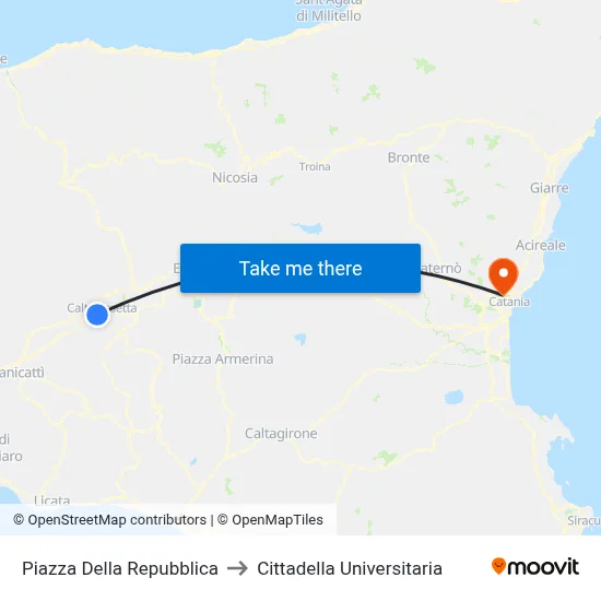 Repubblica Square to University Campus map