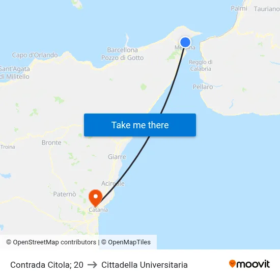 Contrada Citola 20 to University Campus map