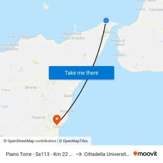 Piano Torre - Ss113 - Km 22 -500 to Cittadella Universitaria map