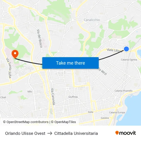 Orlando Ulisse West to University Campus map
