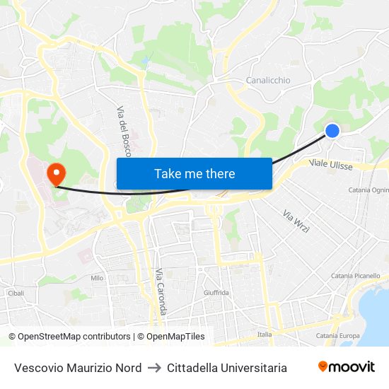 Vescovio Maurizio Nord to Cittadella Universitaria map
