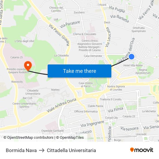 Bormida Nava to Cittadella Universitaria map