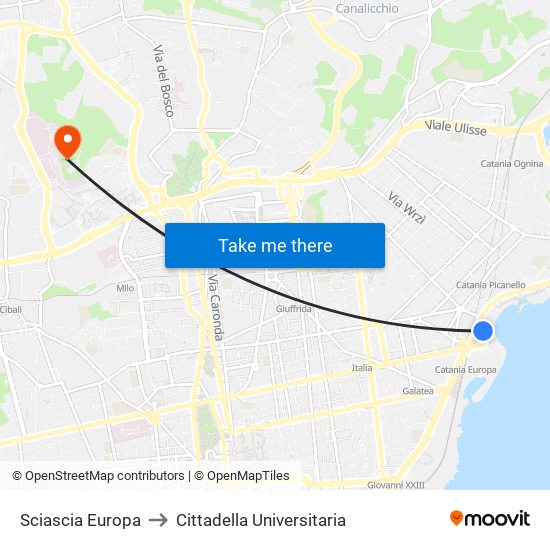 Sciascia Europa to Cittadella Universitaria map
