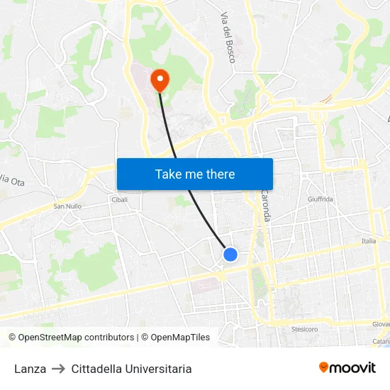 Lanza to University Campus map