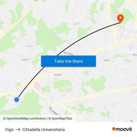 Vigo to Cittadella Universitaria map