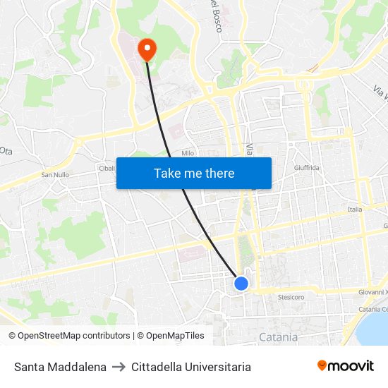 Santa Maddalena to Cittadella Universitaria map