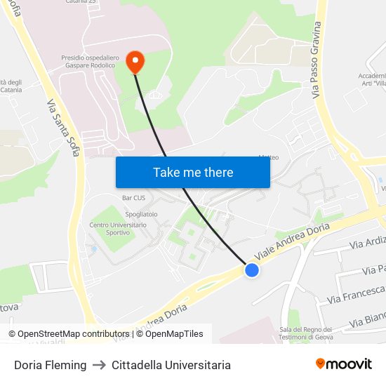Doria Fleming to Cittadella Universitaria map