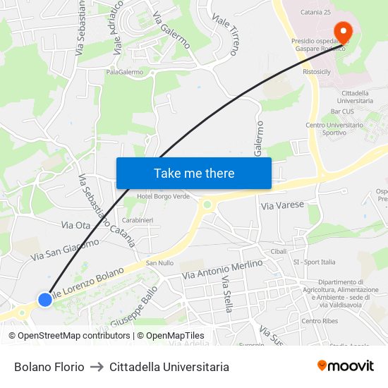 Bolano Florio to Cittadella Universitaria map