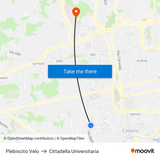 Plebiscito Velo to Cittadella Universitaria map