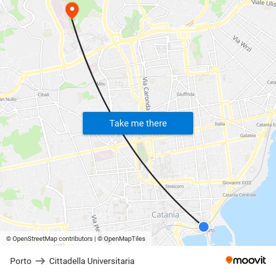 Porto to Cittadella Universitaria map