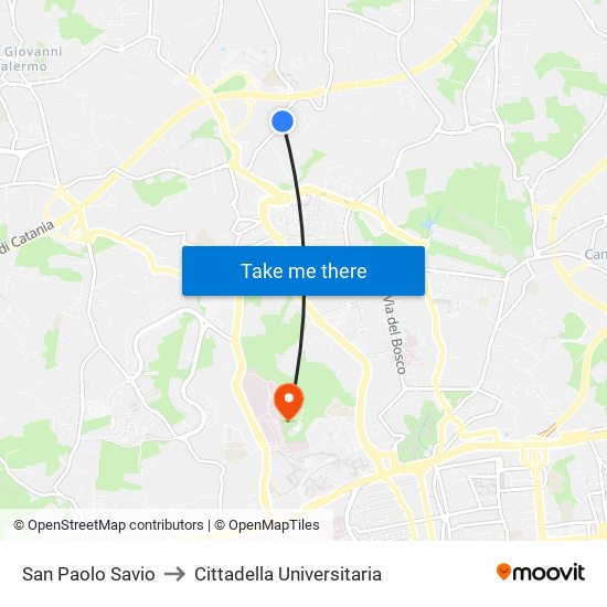 San Paolo Savio to Cittadella Universitaria map