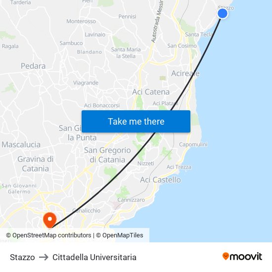 Stazzo to Cittadella Universitaria map